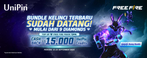 Galactic Bunny Bundle Sudah Datang! Top Up Diamonds Free Fire Pakai QRIS dan Dapatkan Cashback hingga 15.000 UniPin Credits di UniPin!